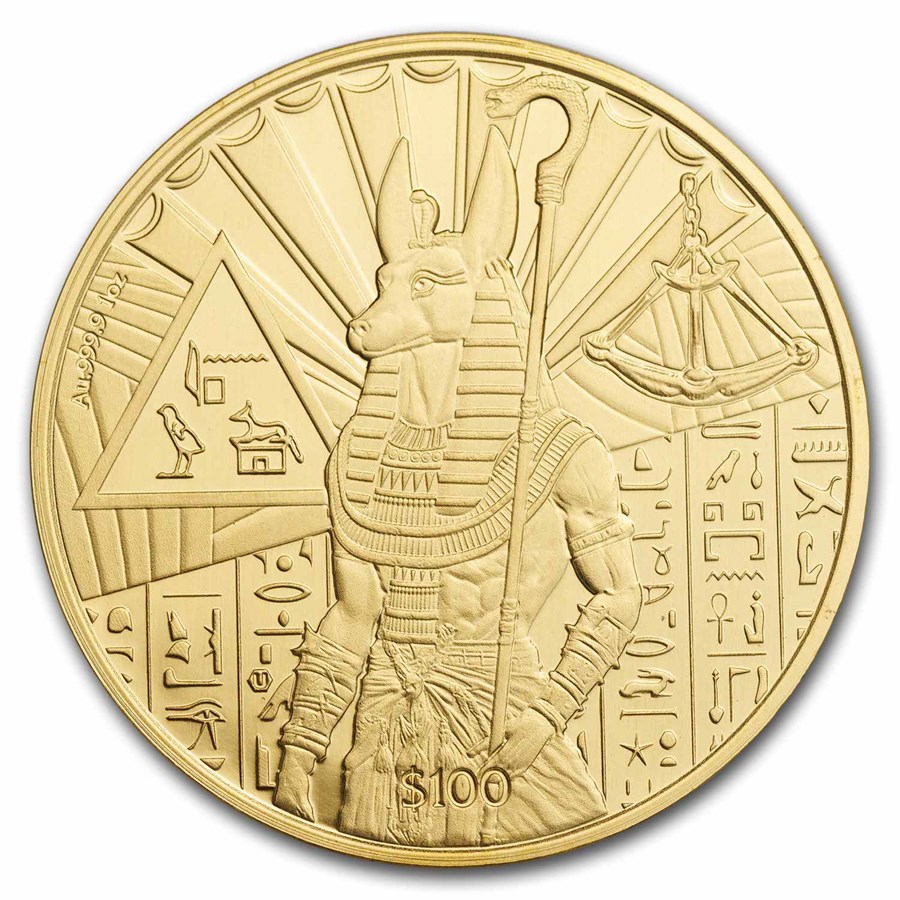 Anubis Antique Gold Metal Card