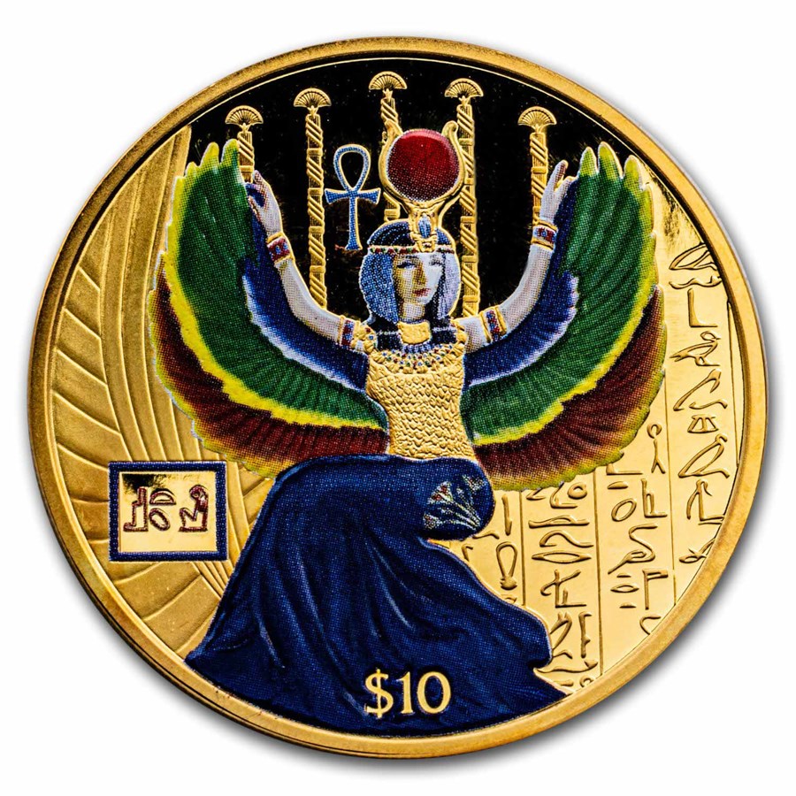 2023 Sierra Leone 1 oz Silver Gilded Egyptian Gods: Isis