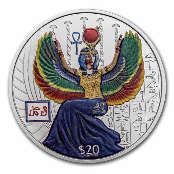 2023 Sierra Leone 2 oz Proof Ag Egyptian Gods: Isis (Colorized)