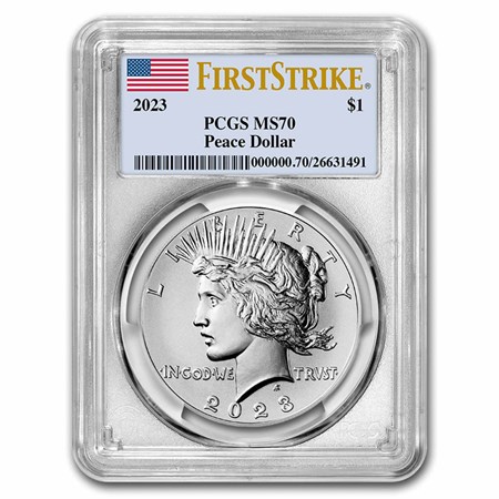 Buy 2023 Silver Peace Dollar MS-70 PCGS (FirstStrike) | APMEX Buy 2023 Silver Peace Dollar MS-70 PCGS (FirstStrike) | APMEX