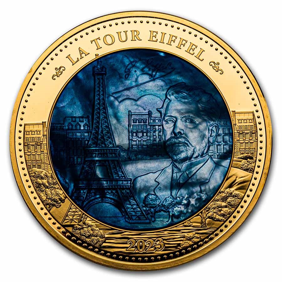 2023 Solomon Island 5 oz Gold Mother of Pearl: Gustave Eiffel
