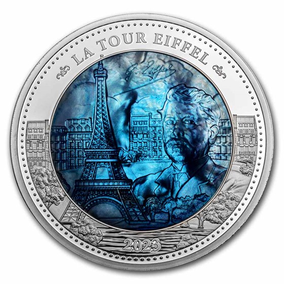 2023 Solomon Island 5 oz Silver Mother of Pearl: Gustave Eiffel 2023 Solomon Island 5 oz Silver Mother of Pearl: Gustave Eiffel