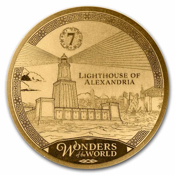 2023 Solomon Islands 1/100 oz Gold Lighthouse of Alexandria