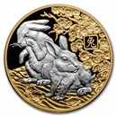 2023 Solomon Islands 1 oz Gold Platinum Gilded Lunar Rabbit Proof