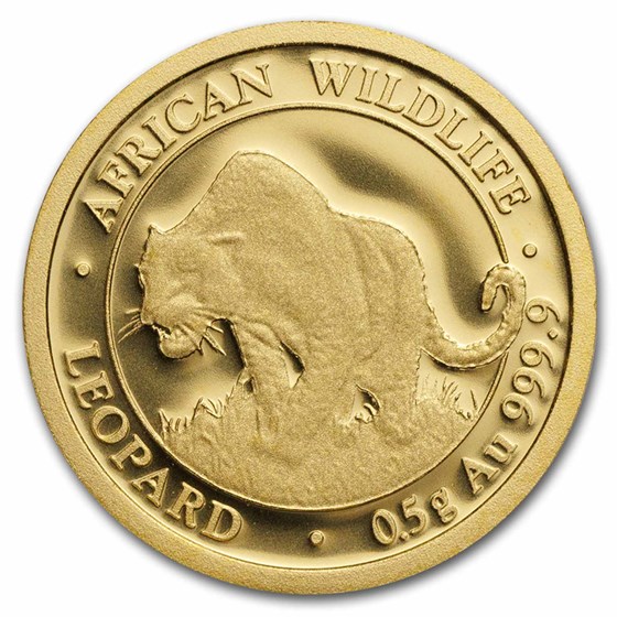 2023 Somalia 1/2 gram Gold African Wildlife Leopard BU 2023 Somalia 1/2 gram Gold African Wildlife Leopard BU