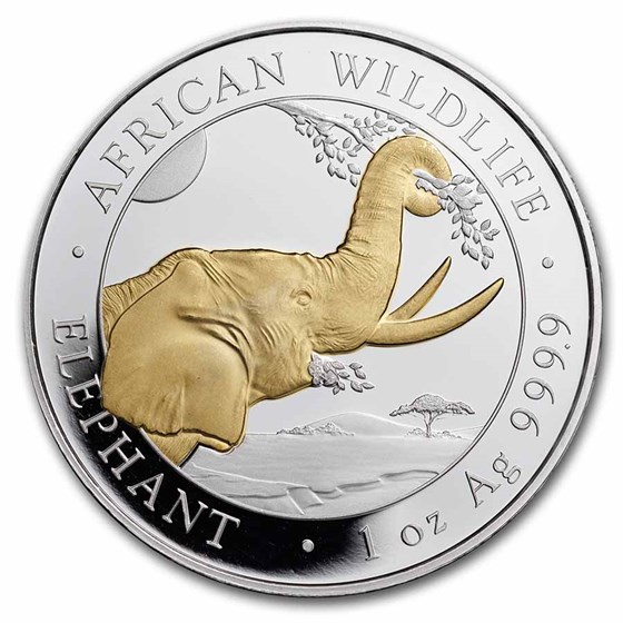 2023 Somalia 1 oz Silver Elephant (Gilded)