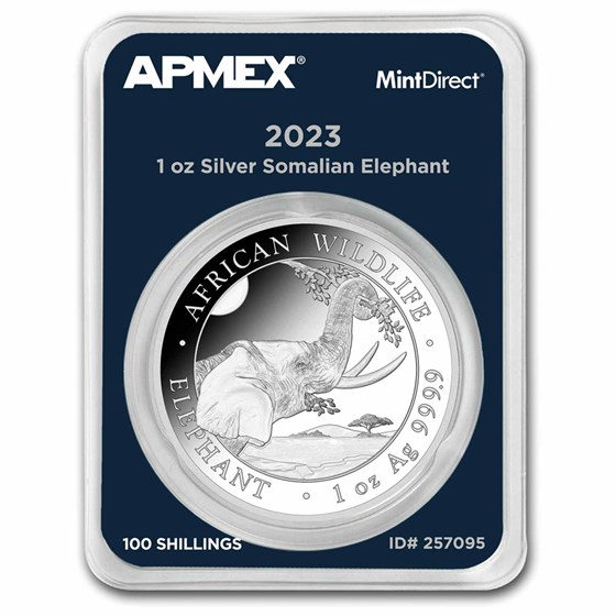 2023 Somalia 1 oz Silver Elephant (MintDirect® Single) 2023 Somalia 1 oz Silver Elephant (MintDirect® Single)