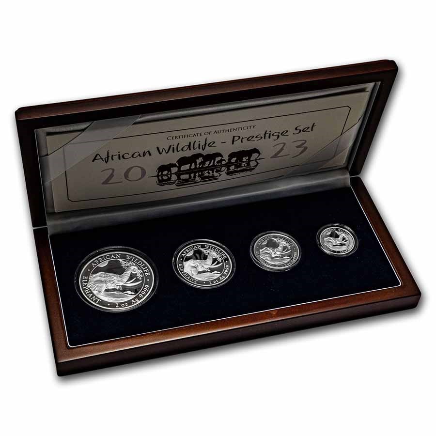 2023 Somalia 4-Coin Silver African Elephant Prestige Proof Set