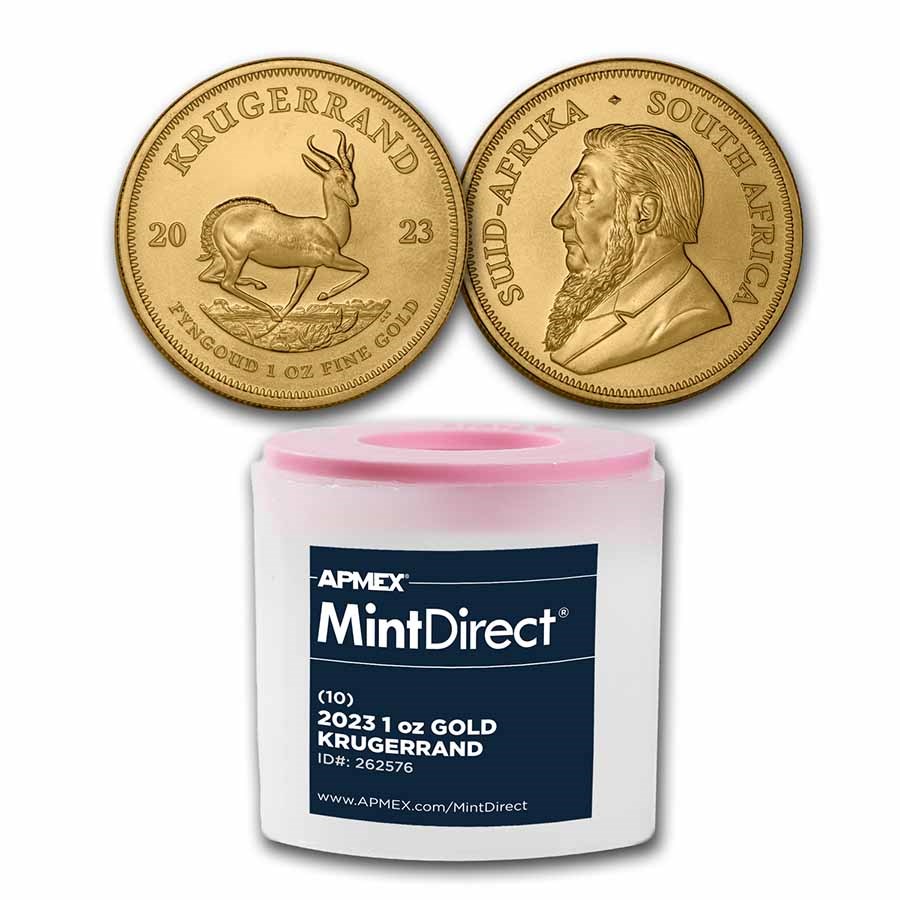 2023 South Africa 1 oz Gold Krugerrand (10-Coin MintDirect® Tube)