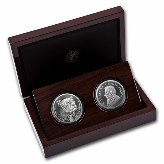 2023 South Africa 2-Coin Silver Krugerrand & Leopard Proof Set 2023 South Africa 2-Coin Silver Krugerrand & Leopard Proof Set