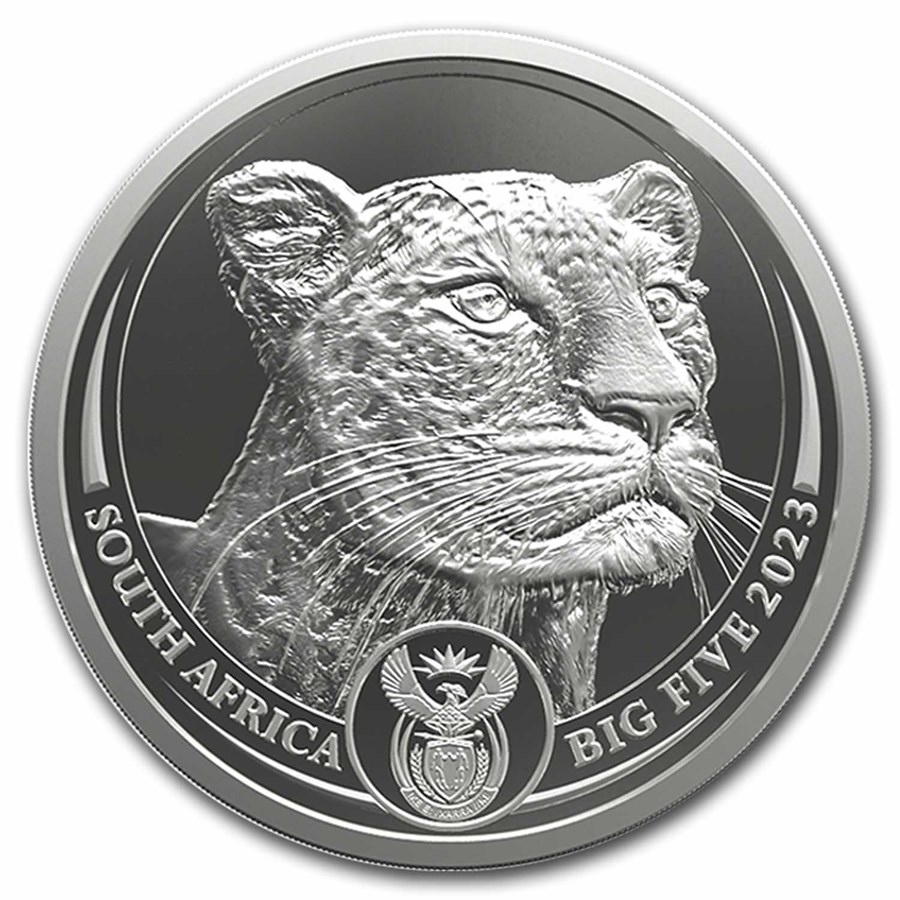 2023 South Africa 5 oz Silver Big Five Leopard BU