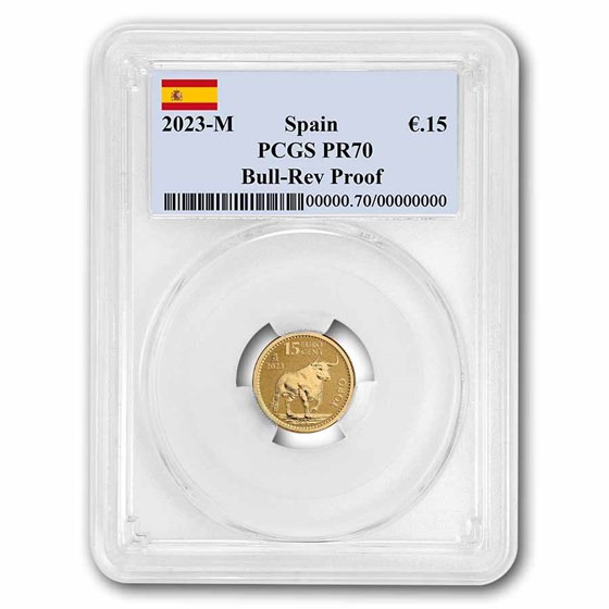2023 Spain 1/10 oz Gold Reverse Proof Bull Doubloon PR-70 PCGS