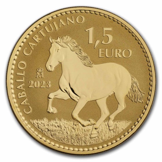 2023 Spain 1 oz Gold Reverse Proof Stallion Doubloon (No COA)
