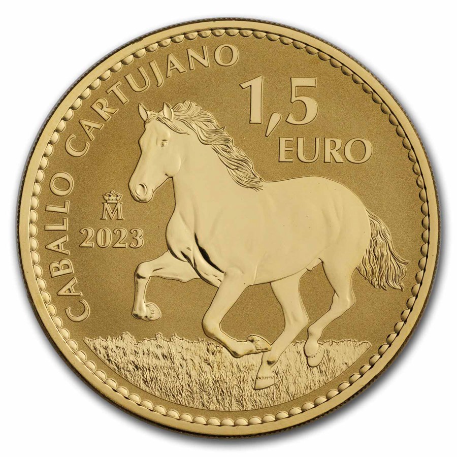 2023 Spain 1 oz Gold Reverse Proof Stallion Doubloon (No COA)