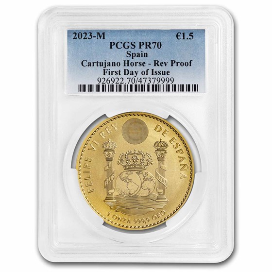 2023 Spain 1 oz Gold Stallion PR-70 PCGS (First Day of Issue) 2023 Spain 1 oz Gold Stallion PR-70 PCGS (First Day of Issue)