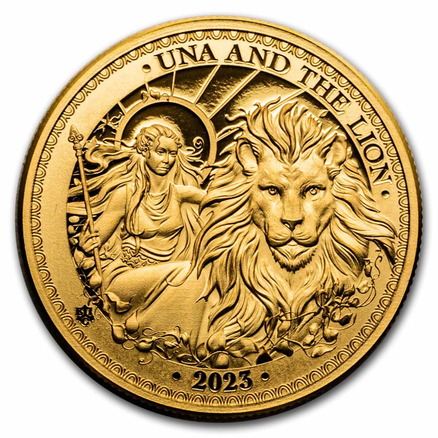 Buy 2023 St. Helena 1/4 oz Gold Una & the Lion Proof (w/ Box) | APMEX