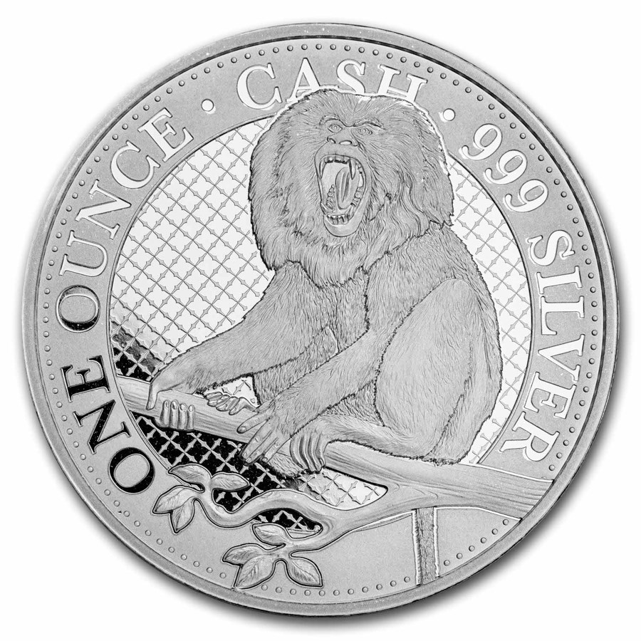 2023 St. Helena 1 oz Silver £1 Cash Series: Lion Tailed Macaque