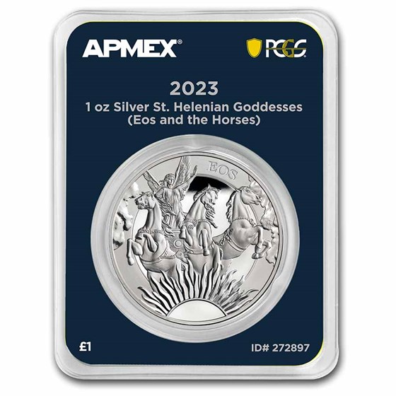 2023 St. Helena 1 oz Silver Eos and the Horses (MDP® + PCGS)