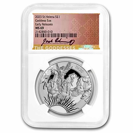 2023 St. Helena 1 oz Silver Eos and the Horses MS-69 NGC (ER)