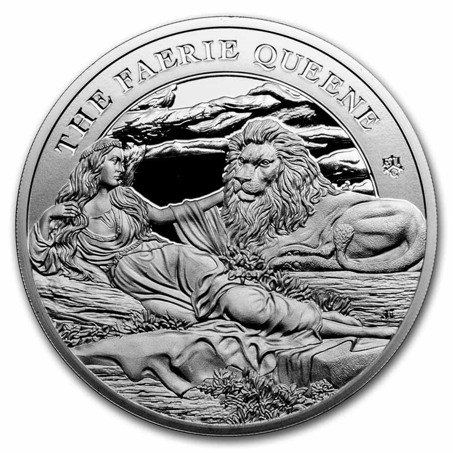 2023 St. Helena 1 oz Silver Faerie Queene Una & the Lion Proof