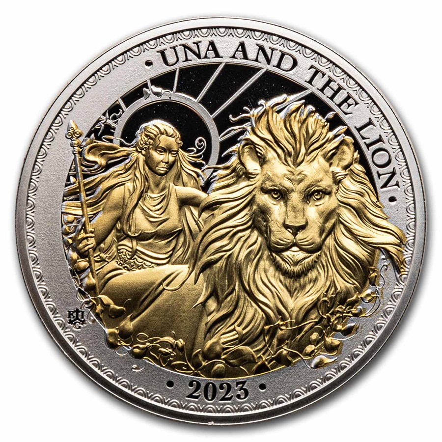 2023年 Una and the Lion シルバー　ウナとライオン Buy 2023 St. Helena 1 oz Silver Una and the Lion Proof (Gold