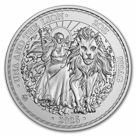 2023年 Una and the Lion シルバー　ウナとライオン Buy 2023 St. Helena 2 oz Silver Una and the Lion BU | APMEX