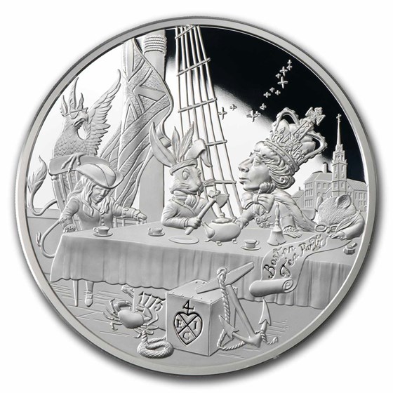 2023 St. Helena 5 oz Silver Alice's Tea Party Proof 2023 St. Helena 5 oz Silver Alice's Tea Party Proof