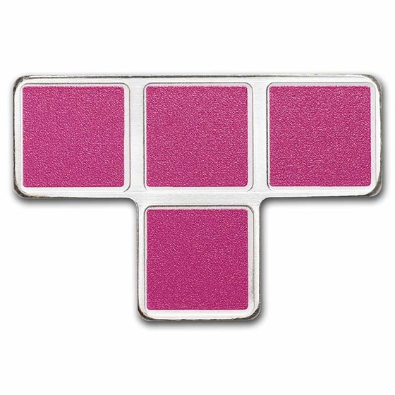 2023 Tetris™ Niue 1 oz Silver $2 T-Tetrimino Block (Purple)