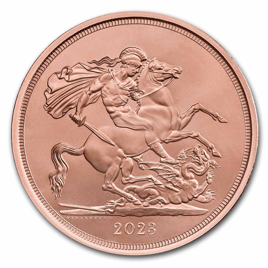 2023 The Coronation of His Majesty Gold Five Sovereign Piece BU