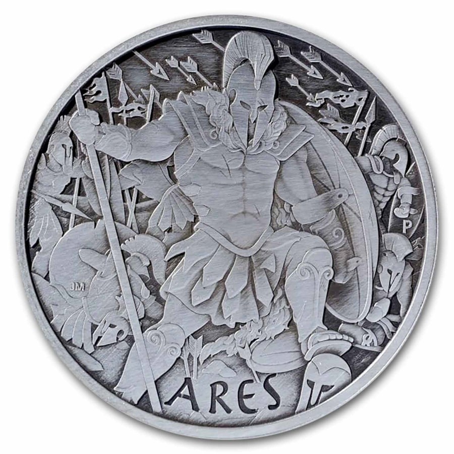 2023 Tuvalu 1 oz Silver Antiqued Gods of Olympus (Ares)