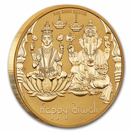 2023 Tuvalu 1 oz Silver Gilded Diwali Medallion Proof 2023 Tuvalu 1 oz Silver Gilded Diwali Medallion Proof