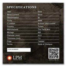 Buy 2023 Tuvalu 5 oz Silver Gods of Olympus BU (Ares, w/ COA) | APMEX