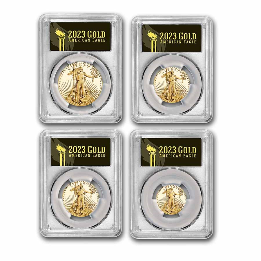 2023-W 4-Coin Proof Gold Eagle Set PR-70 PCGS (First Day, Black)
