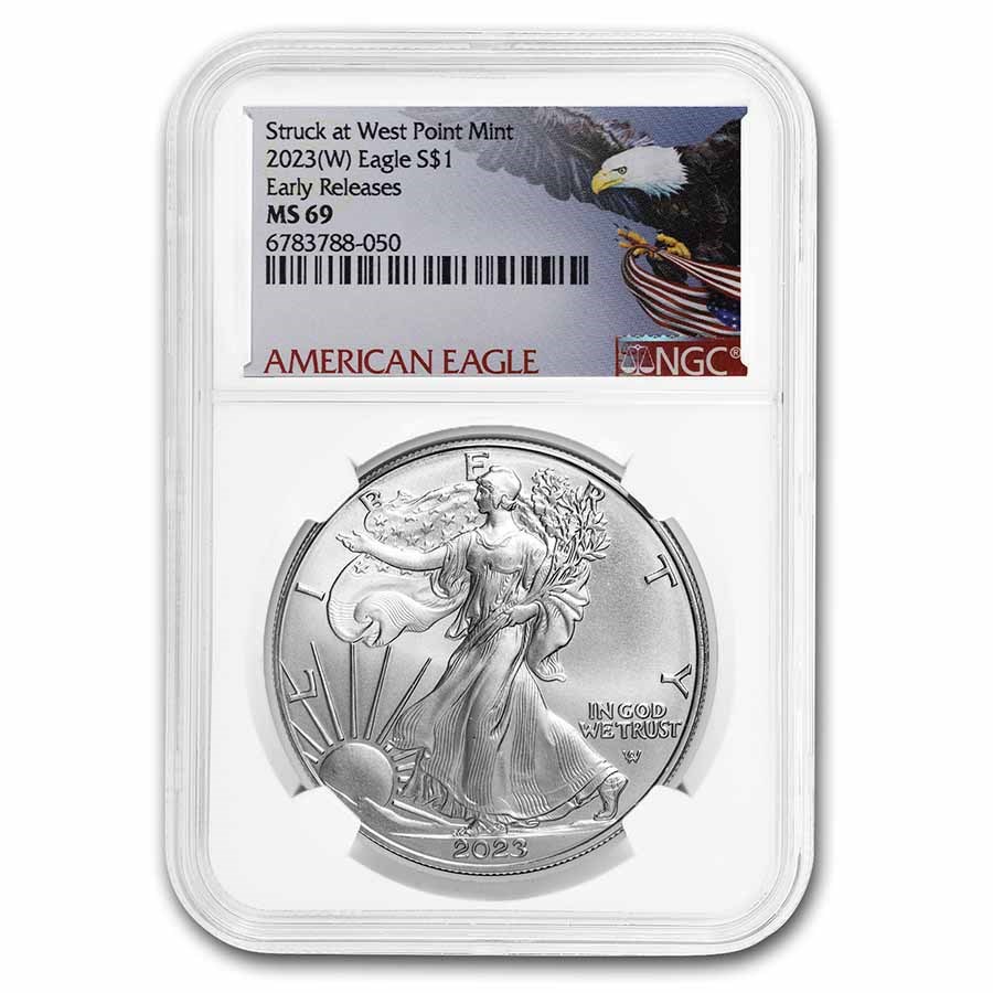 2023-(W) American Silver Eagle MS-69 NGC (ER, Eagle Label)