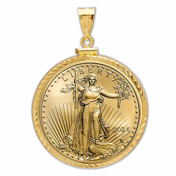 2024 1/10 oz Gold Eagle Pendant (Diamond-ScrewTop Bezel) 2024 1/10 oz Gold Eagle Pendant (Diamond-ScrewTop Bezel)