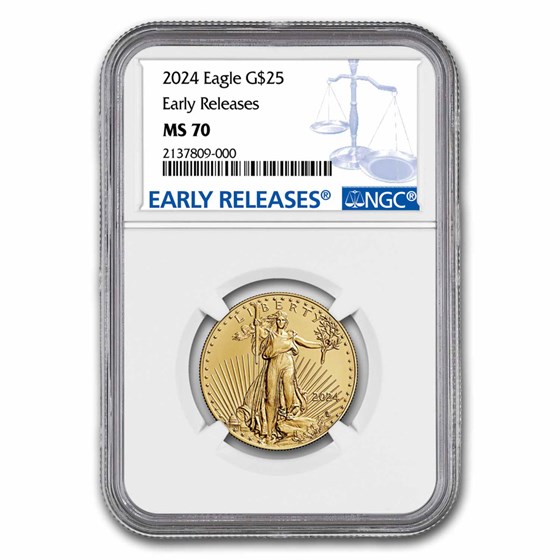 2024 1/2 oz American Gold Eagle MS-70 NGC (Early Releases) 2024 1/2 oz American Gold Eagle MS-70 NGC (Early Releases)