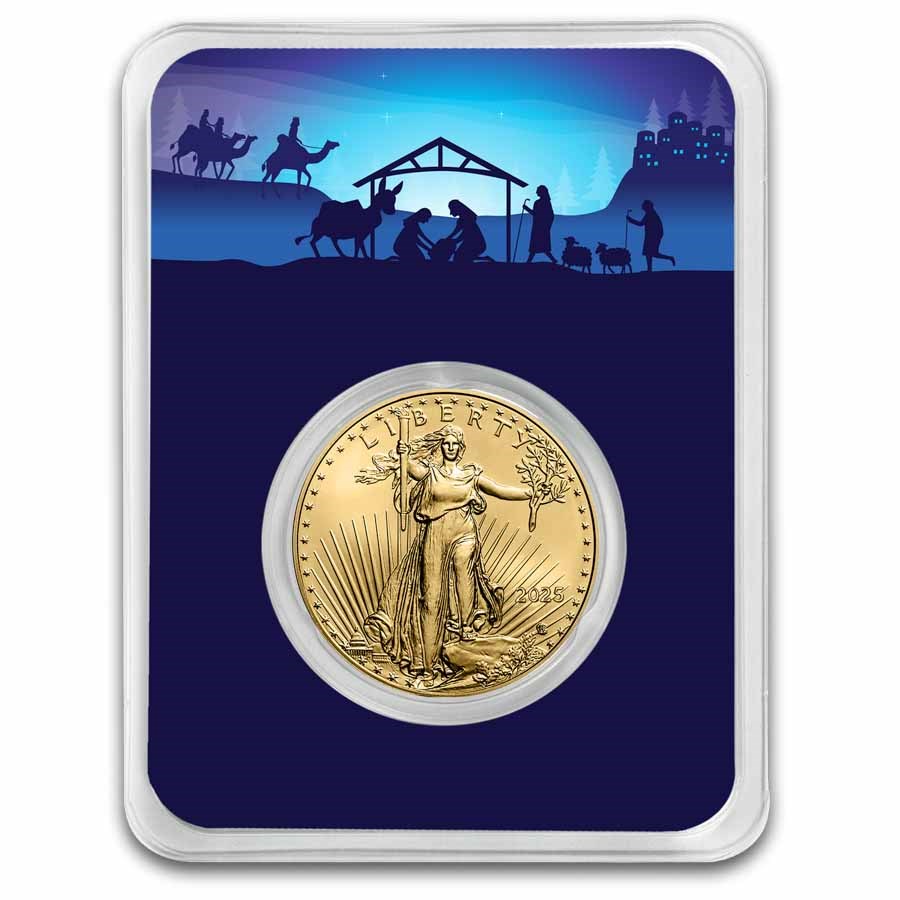 2024 1/2 oz American Gold Eagle - w/Starry Night Nativity Card