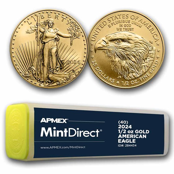 2024 1/2 oz American Gold Eagles (40-Coin MintDirect® Tube) 2024 1/2 oz American Gold Eagles (40-Coin MintDirect® Tube)