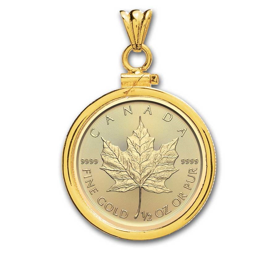 2024 1/2 oz Gold Maple Pendant (Plain-Front Bezel)