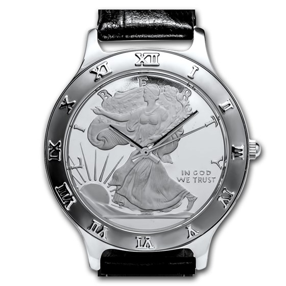 2024 1/2 oz Silver Half Dollar Walking Liberty Leather Band Watch 2024 1/2 oz Silver Half Dollar Walking Liberty Leather Band Watch