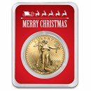 2024 1 oz American Gold Eagle - w/Red Merry Christmas Card