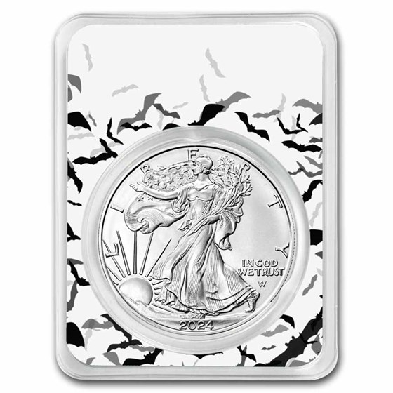 2024 1 oz American Silver Eagle (w/Black Bats Card, In TEP) 2024 1 oz American Silver Eagle (w/Black Bats Card, In TEP)