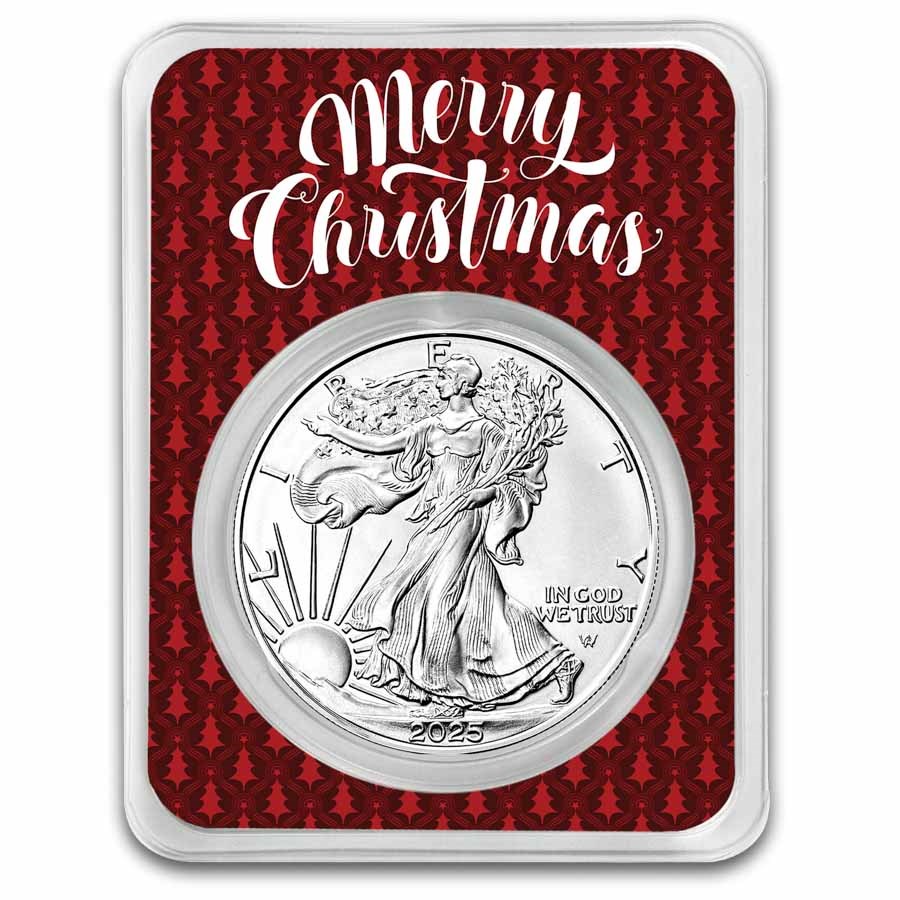 2024 1 oz American Silver Eagle - w/Elegant Merry Christmas Card