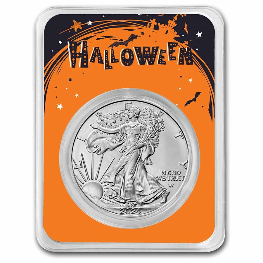 2024 1 oz American Silver Eagle (w/Happy Halloween Card, In TEP)