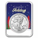 2024 1 oz American Silver Eagle - w/Happy Holidays Trees Card