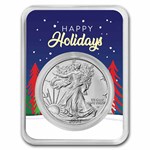 2024 1 oz American Silver Eagle - w/Happy Holidays Trees Card