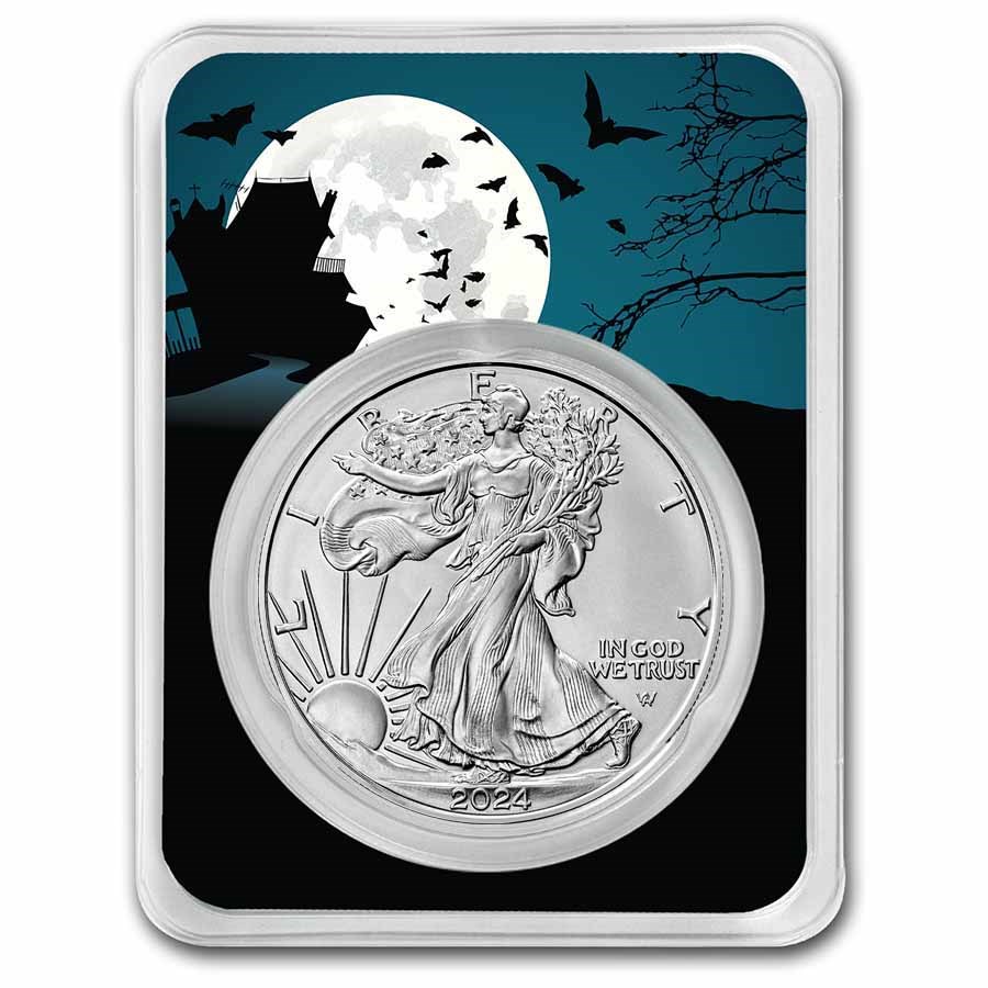 2024 1 oz American Silver Eagle (w/Haunted House Card, In TEP)