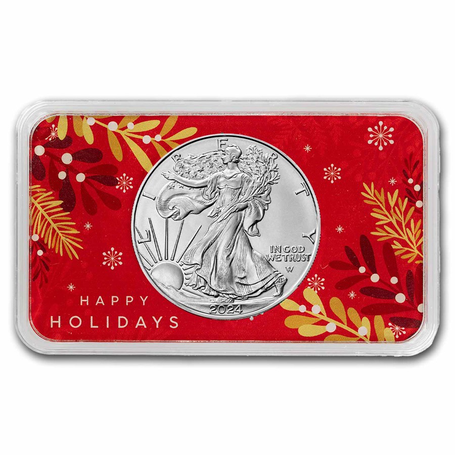 2024 1 oz American Silver Eagle - w/Premium Case, Happy Holidays