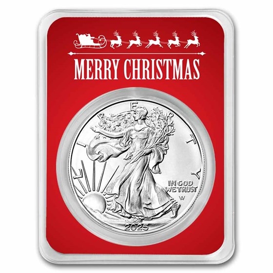2024 1 oz American Silver Eagle - w/Red Merry Christmas Card 2024 1 oz American Silver Eagle - w/Red Merry Christmas Card