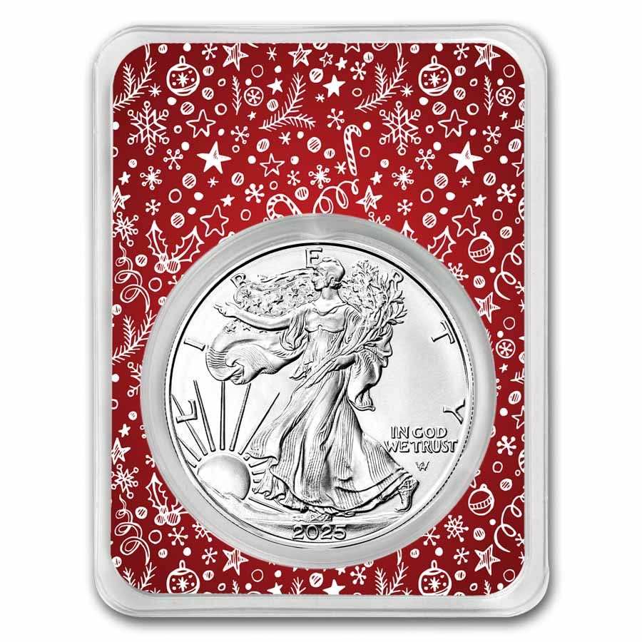 2024 1 oz American Silver Eagle - w/Red Winter Holiday Card